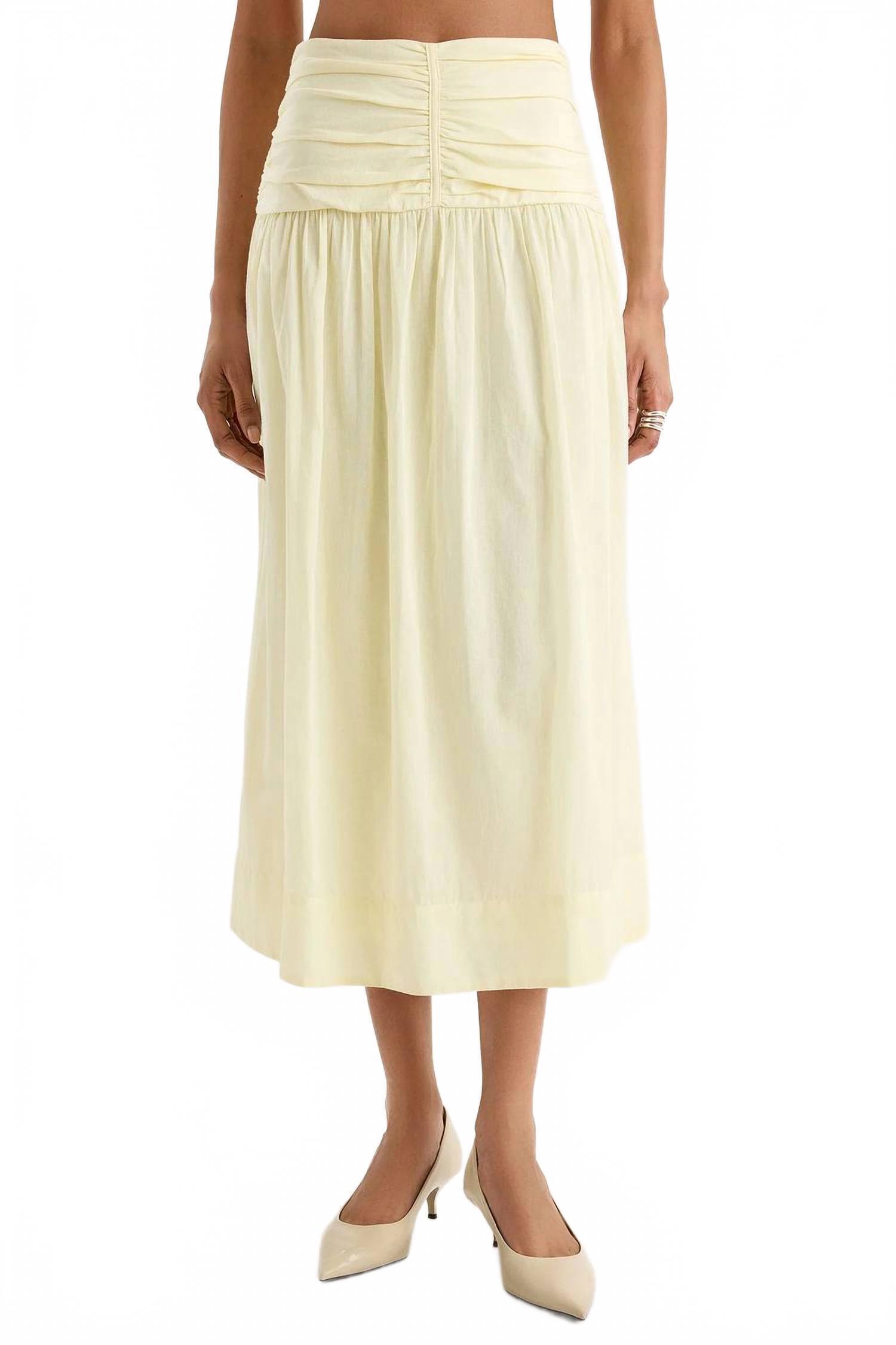 New Merlette Ceniza Ruched Midi Skirt In Straw